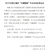 德耐爾被評為2018年度上海市“專精特新”中小企業(yè)